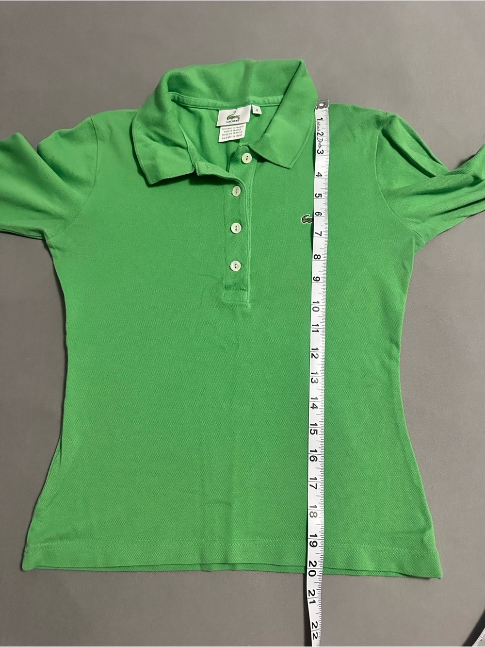 đ¸ Lacoste Womenâs Green Long Sleeve Stretch PiquĂŠ Polo Shirt Size 4 Small - Picture 6 of 9